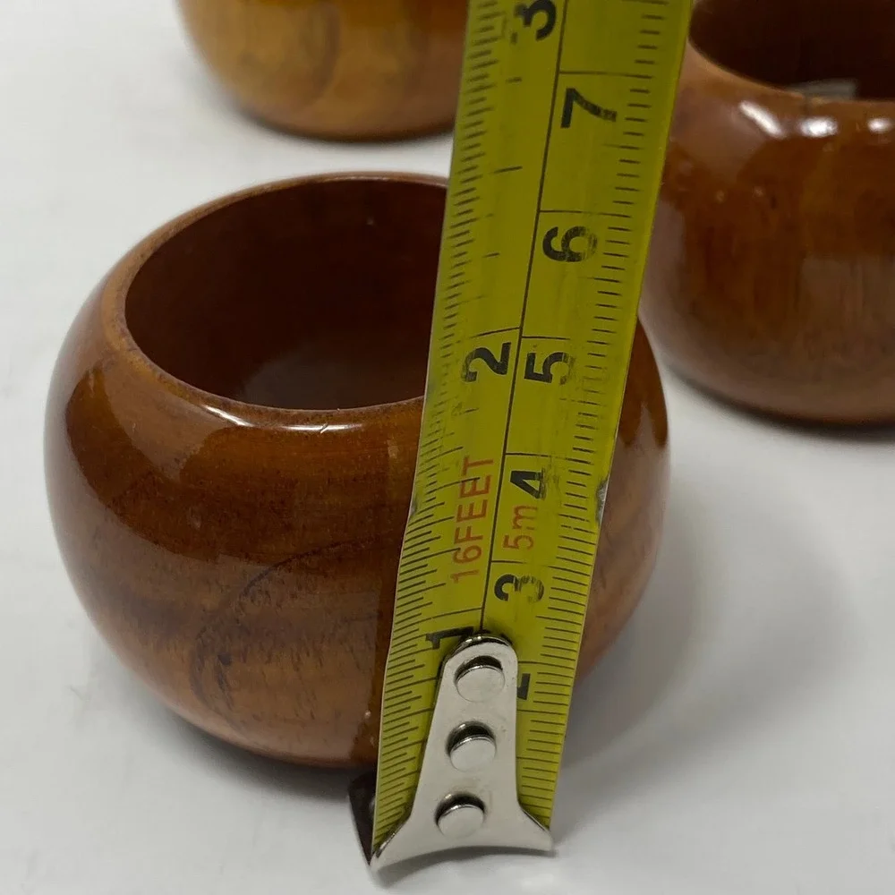 Vintage Napkin Rings‎ Brown Set of 6 Wood Round Made in India